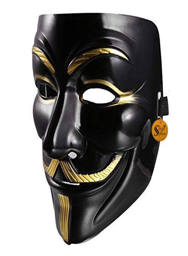 Sage Square Vendetta Comic FACE MASK Fawkes Mask Anonymous VIP Edition Face-Mask Perfect Fit Cosplay Protest V for Vendetta DC Comics (Black) - Image 2